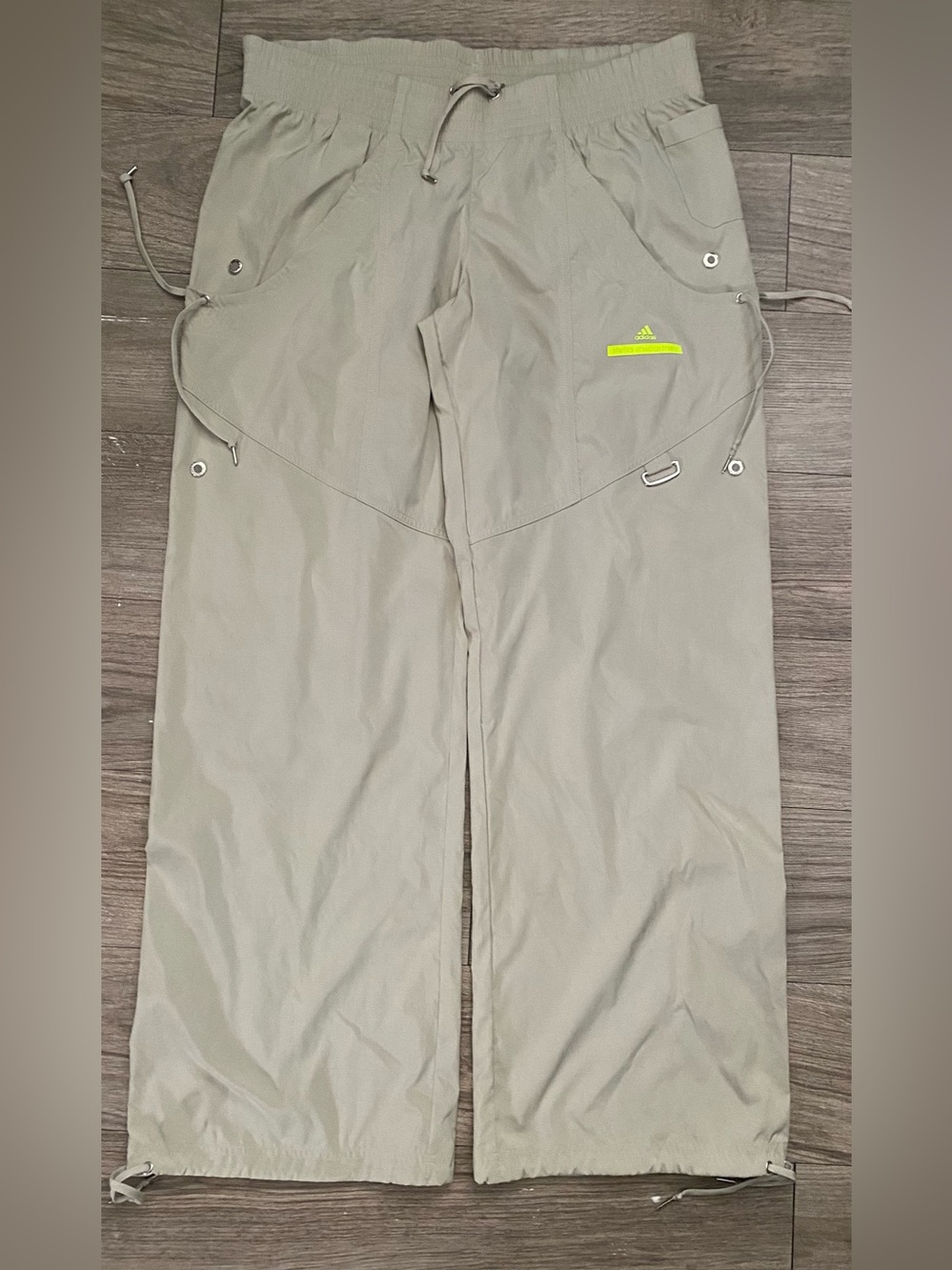 Adidas by Stella McCartney Beige Track Pants with Neon Yellow Logo